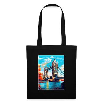 Tower Bridge England Uk Reise Poster Souvenir WPA - Stoffbeutel - Schwarz - Vorne