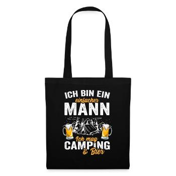 Ich bin ein einfacher Mann ich Mag Camping & Bier - Stoffbeutel - Schwarz - Vorne