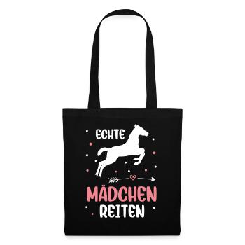 Echte Mädchen Reiten Pferde Mädchen - Stoffbeutel - Schwarz - Vorne