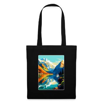 Die Fjorde Norwegen Vintage Reiseplakat Souvenir - Stoffbeutel - Schwarz - Vorne