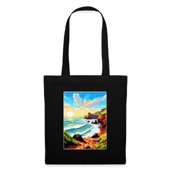Hartland Quay Devon Vintage Travel Poster Souvenir - Tote Bag - black - Front