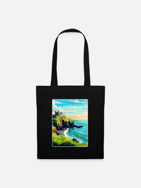 Dunluce Castle Irland Uk Vintage Reiseplakat - Stoffbeutel - Schwarz