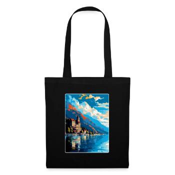 Montreux Schweiz Vintage Reiseplakat WPA Kunst - Stoffbeutel - Schwarz - Vorne