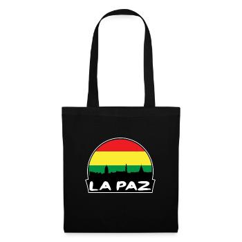 La Paz Bolivien Flagge Skyline Silhouette Reisen - Stoffbeutel - Schwarz - Vorne