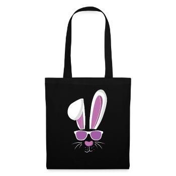 Cool lapin de ski et lapin de Pâques - Sac en tissu - noir - Devant