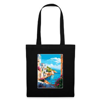 Rhodes Grèce Vintage Voyage Poster WPA Souvenir - Sac en tissu - noir - Devant