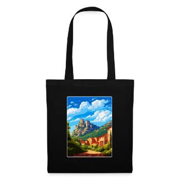Montserrat Spanien Vintage Reiseplakat Souvenir - Stoffbeutel - Schwarz - Vorne