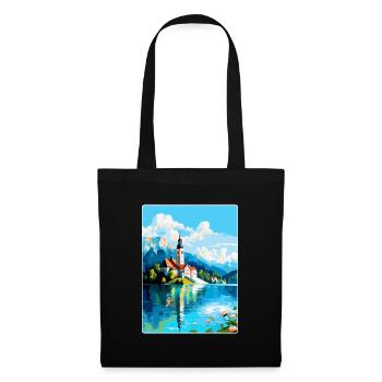 Lac de Bled, Slovénie, Affiche de voyage vintage, Souvenir - Sac en tissu - noir - Devant