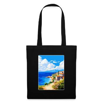 Chalkidiki Griechenland Vintage Reiseplakat Souvenir - Stoffbeutel - Schwarz - Vorne