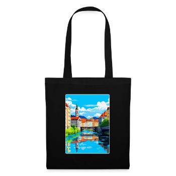 Ljubljana Slovénie Affiche de voyage vintage souvenir - Sac en tissu - noir - Devant
