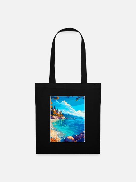 Thassos Griechenland Vintage Reiseplakat Souvenir WPA - Stoffbeutel - Schwarz