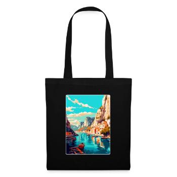 Omis Kroatien Vintage Reiseplakat WPA Souvenir - Stoffbeutel - Schwarz - Vorne