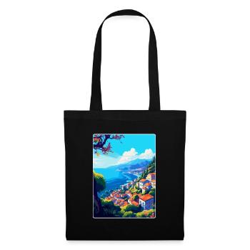 Funchal Portugal Vintage Reiseplakat Souvenir - Stoffbeutel - Schwarz - Vorne