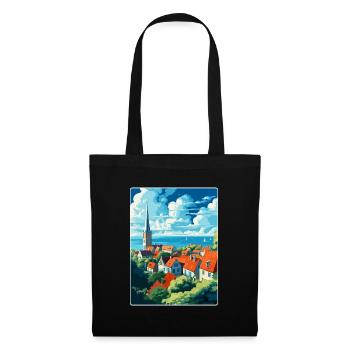 Visby Schweden Vintage Reiseposter WPA Souvenir - Stoffbeutel - Schwarz - Vorne