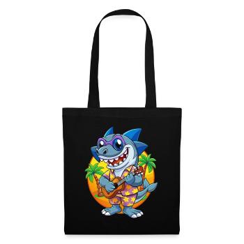 Funny Shark Cartoon Summer Beach Sunglasses Guitar - Tote Bag - black - Front