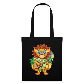 Funny Lion Cartoon Summer Beach Sunglasses Guitar - Tote Bag - black - Front