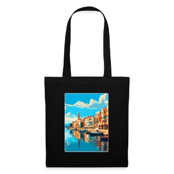 Rethymno Griechenland Vintage Reiseplakat Souvenir WPA - Stoffbeutel - Schwarz - Vorne
