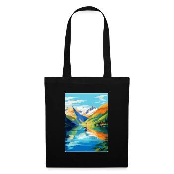 Die Fjorde Norwegen Vintage Reiseplakat Souvenir - Stoffbeutel - Schwarz - Vorne