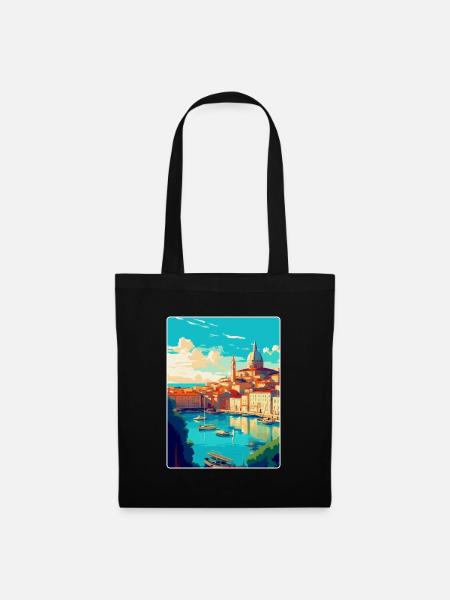 Marseille France Vintage Poster De Voyage Souvenir - Sac en tissu - noir