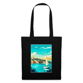 Ibiza Spanien Vintage Reise Poster WPA Kunst Souvenir - Stoffbeutel - Schwarz - Vorne