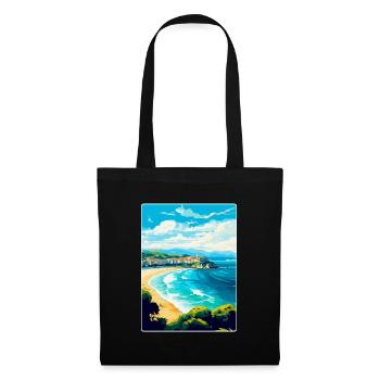 San Sebastian Spanien Vintage Reiseplakat Souvenir - Stoffbeutel - Schwarz - Vorne