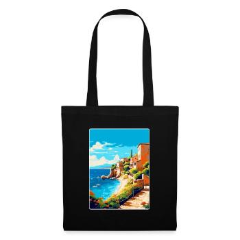 Costa Brava Spanien Vintage Reiseplakat Souvenir - Stoffbeutel - Schwarz - Vorne