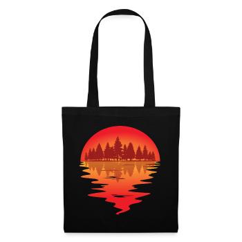 Sonnenuntergang am Waldsee - Stoffbeutel - Schwarz - Vorne