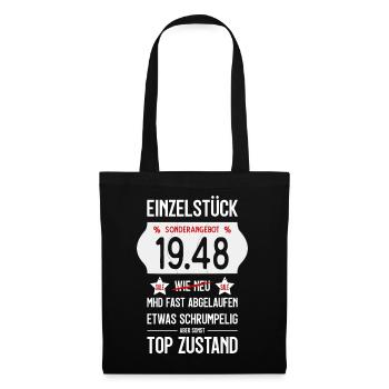 78. GEBURTSTAG 1948 EINZELSTÜCK PREISSCHILD - Stoffbeutel - Schwarz - Vorne