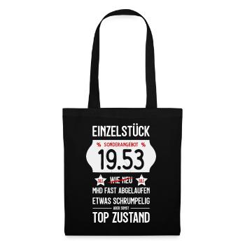 73. GEBURTSTAG 1953 EINZELSTÜCK PREISSCHILD - Stoffbeutel - Schwarz - Vorne
