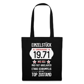 55. GEBURTSTAG 1971 EINZELSTÜCK PREISSCHILD - Stoffbeutel - Schwarz - Vorne
