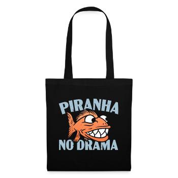 Piranha No Drama Aquarianer Aquaristik Fischhaltun - Stoffbeutel - Schwarz - Vorne