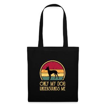 Cirneco Dell Etna Hund Liebe Silhouette Retro Sonnenuntergang - Stoffbeutel - Schwarz - Vorne