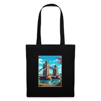 Tower Bridge England Vintage Reiseposter WPA Kunst - Stoffbeutel - Schwarz - Vorne
