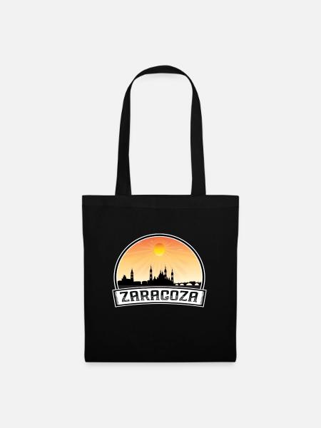 Zaragoza Spanien Skyline Vintage Sunset Travel Souve - Stoffbeutel - Schwarz