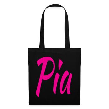 Pia Neon Script auf Schwarz - Stoffbeutel - Schwarz - Vorne