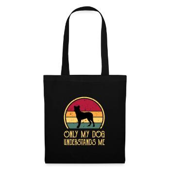 Cao Fila De Seo Miguel Hund Silhouette Retro Sonnenuntergang - Stoffbeutel - Schwarz - Vorne