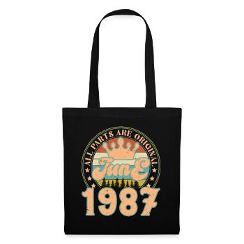 Juni 1987. Juni 1987 Geburtstagsgeschenk. Juni - Stoffbeutel - Schwarz - Vorne