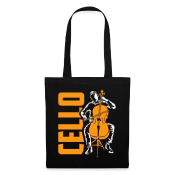 Vibrierendes Cello Orchesterklang - Stoffbeutel - Schwarz - Vorne