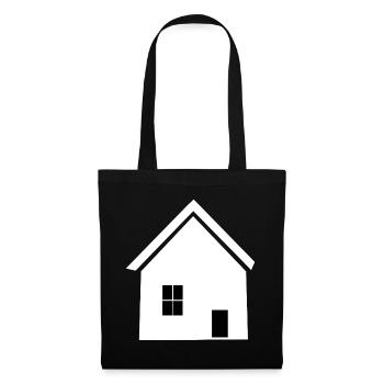 Haus minimal Bauherr Richtfest Geschenk Einzug - Stoffbeutel - Schwarz - Vorne