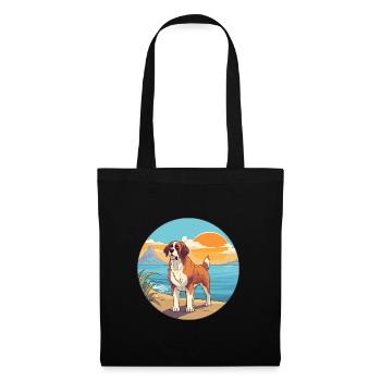 Bernhardiner Hund Rasse Cartoon Kawaii Clipart Hund - Stoffbeutel - Schwarz - Vorne