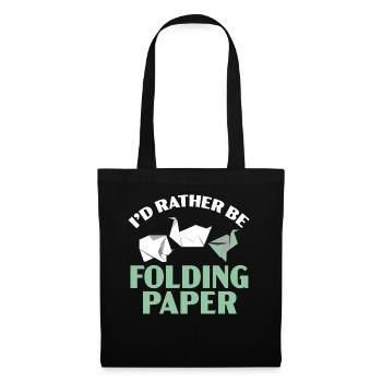 Ich würde lieber Papier falten Origami Japanische - Stoffbeutel - Schwarz - Vorne