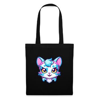 Hantilly Tiffany Katze Aquarell Cartoon Kawaii - Stoffbeutel - Schwarz - Vorne