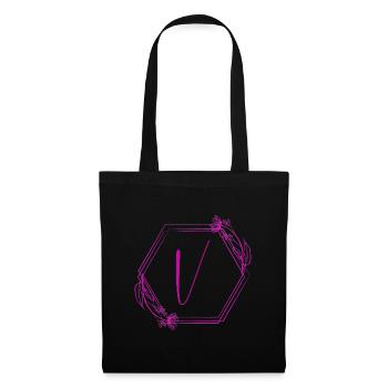 V Blüten Hexagon Design - Stoffbeutel - Schwarz - Vorne