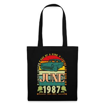 Geburtstagsgeschenk im Juni 1987. Juni 1987 - Stoffbeutel - Schwarz - Vorne