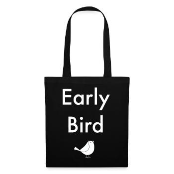 Early Bird - Frühaufsteher mit Vogel - Stoffbeutel - Schwarz - Vorne