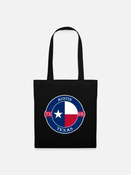 Austin Texas Flagge USA Reise Souvenir Abzeichen - Stoffbeutel - Schwarz