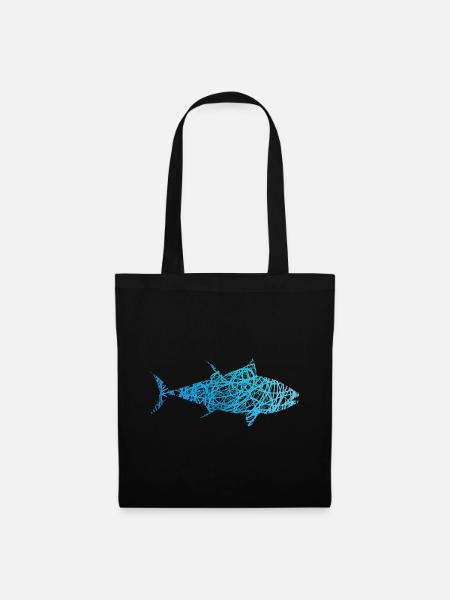 Thunfisch Kritzelei Farben Tuna Fisch - Stoffbeutel - Schwarz
