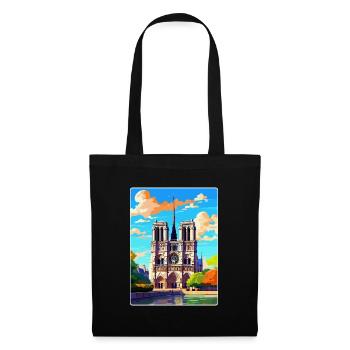 Notre Dame Frankreich Vintage Reiseplakat Souvenir - Stoffbeutel - Schwarz - Vorne