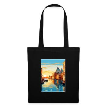 Venedig Italien Dekoration Markusplatz Souvenir - Stoffbeutel - Schwarz - Vorne