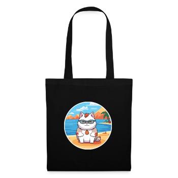 Katze Aquarell Karikatur Kawaii Clipart Tier - Stoffbeutel - Schwarz - Vorne